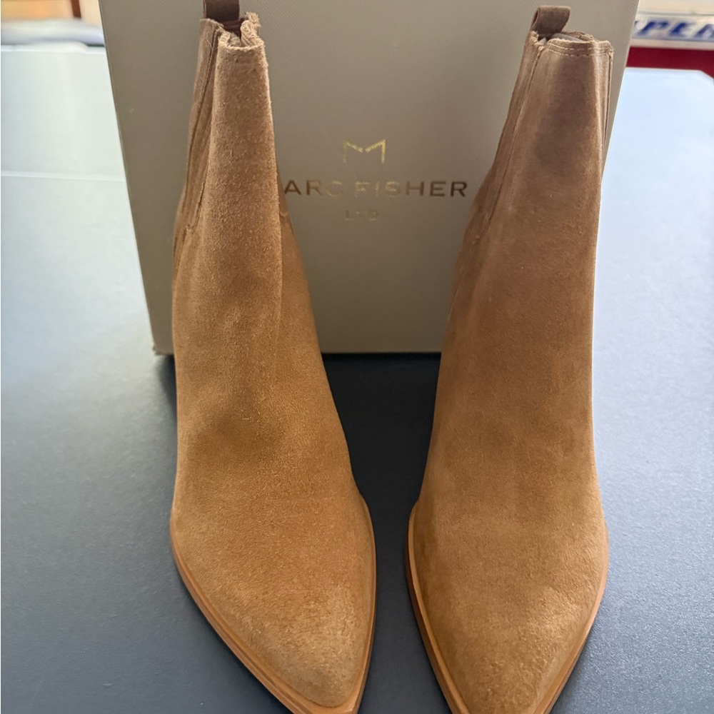 Marc Fisher Women's Brown Suede Ankle Booties - Picture 5 of 6